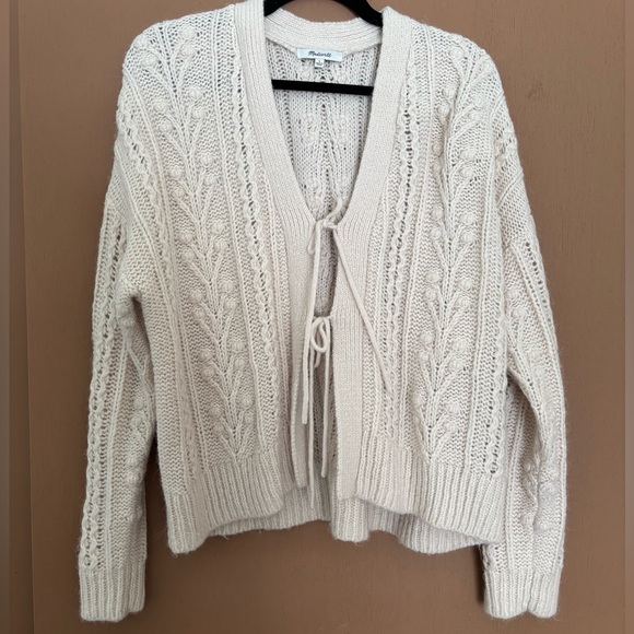 Madewell Cream Cable Knit Sweater Cardigan - Picture 2 of 5